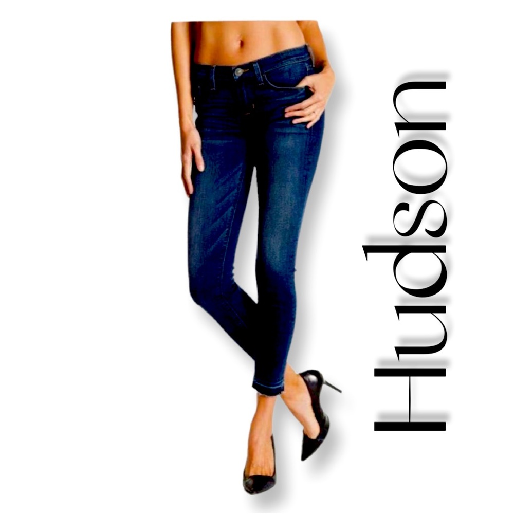 Hudson Krista The Super Skinny Ankle Cropped Jeans Frayed Hem
